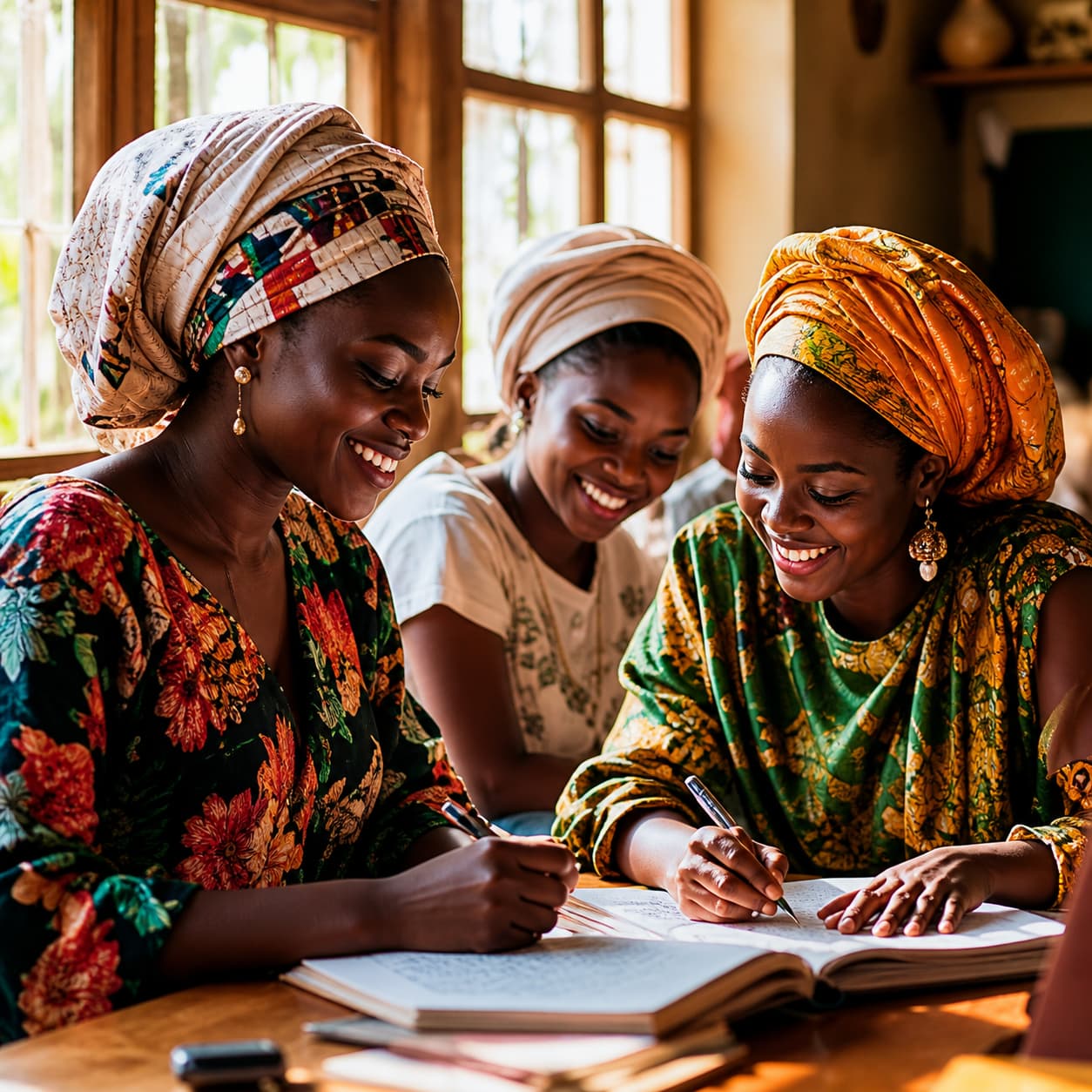 Groupe de femmes apprenant ensemble